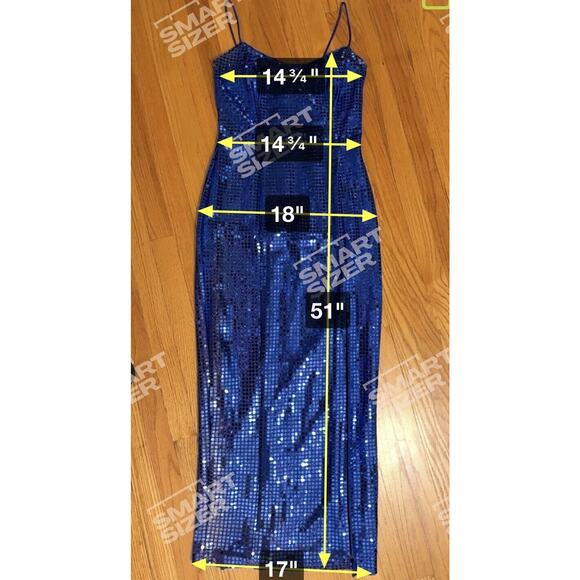 1990's LA Glow Blue Metallic Blingy Sequined Zipper Dress Gown Juniors 9/10 Prom - Picture 2 of 13